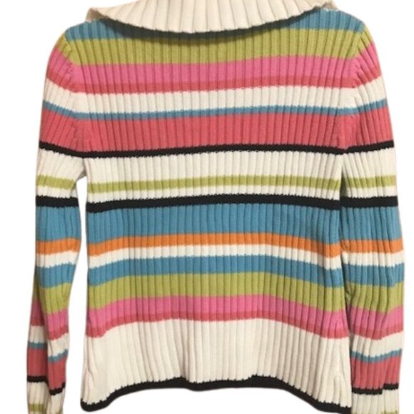 Vintage Tommy Hilfiger Ribbed Striped Sweater Medium Preppy Y2K Retro Pullo - Picture 5 of 10